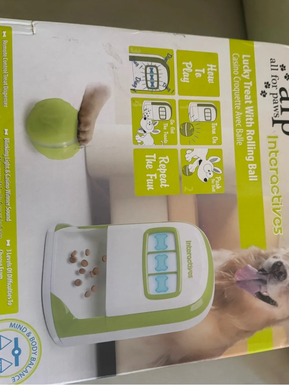 Dog Lucky Treat Toy With Rolling Ball Interactive Automatic Feeder Sound Light